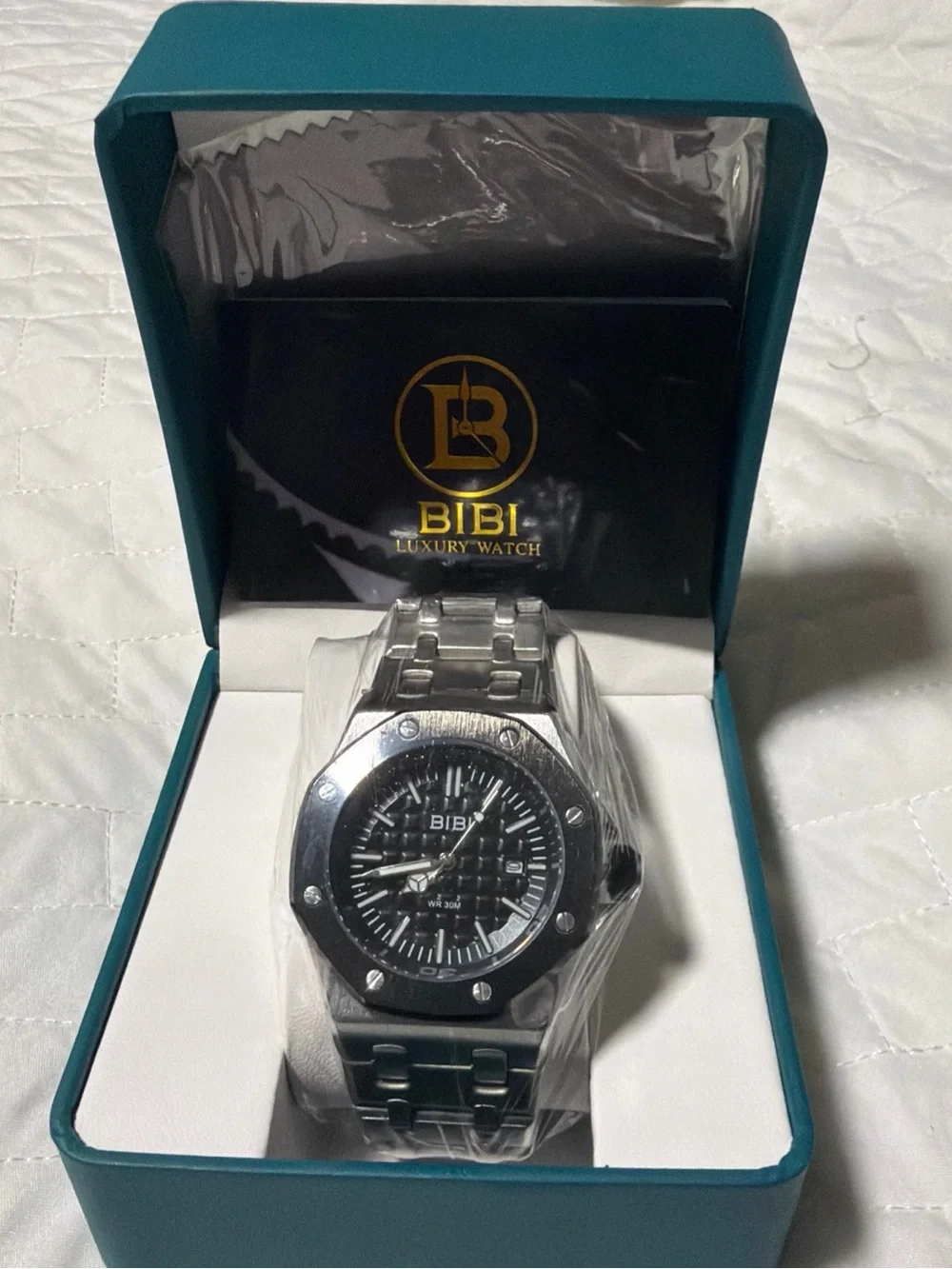 BiBi Silver Stainless Steel Watch with Black Dial